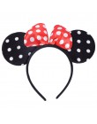 Śliczne Mickey Minnie błyszczące Hairband czerwone mysie uszy opaski dla kobiet kokardy do włosów akcesoria urodziny impreza cel