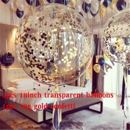 2 sztuk 18 cal różowe złoto balon do konfetti dekoracje ślubne nadmuchiwane przezroczyste balony lateksowe dekoracja urodzinowa 