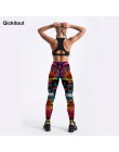 Qickitout lato styl kobiety legginsy kolorowa czaszka i liść legginsy z nadrukiem Slim legginsy treningowe Punk dziewczyna spodn