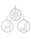 3 sztuk/partia srebrno-biały Deer Snowflake drewniane wisiorki świąteczne dekoracje DIY rzemiosło drewna XMAS ozdoby festiwal Pa