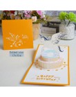 3D karty kirigami kartka urodzinowa dla dziewczynki dzieci żona mąż urodziny ciasto kartka z życzeniami pocztówki prezenty kartk