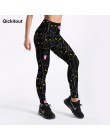 Qickitout Summer Style Fitness damskie legginsy czarne śliczne koty legginsy z nadrukiem Slim legginsy treningowe Ankel długość 