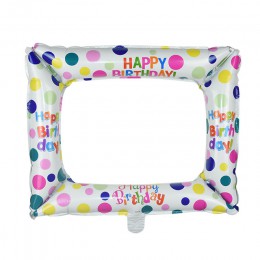 1 sztuk urodziny Photo Booth balony foliowe balon z nadrukiem Happy Birthday ramka na zdjęcia Globos zdjęcie rekwizyty urodziny 