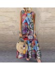 ZANZEA kobiety czeski bez rękawów kwiatowy drukowane Sundress letnia sukienka w stylu Vintage Kaftan plaża Vestido Femme Sarafan