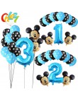 13 sztuk niebieski dla chłopca balony urodzinowe Mickey Mouse dekoracje świąteczne numer 1 2 3 rok baby shower hel Dot lateks ba