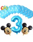 13 sztuk niebieski dla chłopca balony urodzinowe Mickey Mouse dekoracje świąteczne numer 1 2 3 rok baby shower hel Dot lateks ba