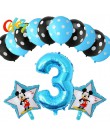 13 sztuk niebieski dla chłopca balony urodzinowe Mickey Mouse dekoracje świąteczne numer 1 2 3 rok baby shower hel Dot lateks ba