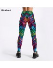 Qickitout lato nowy Arriaval kolor pióra 3D drukowane kobiety Sexy Fitness Activewear elastyczne spodnie ze średnim stanem Drop 