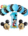 13 sztuk niebieski dla chłopca balony urodzinowe Mickey Mouse dekoracje świąteczne numer 1 2 3 rok baby shower hel Dot lateks ba