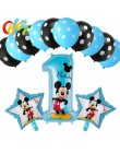 13 sztuk niebieski dla chłopca balony urodzinowe Mickey Mouse dekoracje świąteczne numer 1 2 3 rok baby shower hel Dot lateks ba