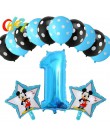 13 sztuk niebieski dla chłopca balony urodzinowe Mickey Mouse dekoracje świąteczne numer 1 2 3 rok baby shower hel Dot lateks ba