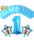 13 sztuk niebieski dla chłopca balony urodzinowe Mickey Mouse dekoracje świąteczne numer 1 2 3 rok baby shower hel Dot lateks ba