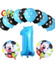 13 sztuk niebieski dla chłopca balony urodzinowe Mickey Mouse dekoracje świąteczne numer 1 2 3 rok baby shower hel Dot lateks ba