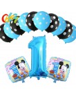 13 sztuk niebieski dla chłopca balony urodzinowe Mickey Mouse dekoracje świąteczne numer 1 2 3 rok baby shower hel Dot lateks ba