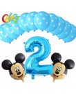 13 sztuk niebieski dla chłopca balony urodzinowe Mickey Mouse dekoracje świąteczne numer 1 2 3 rok baby shower hel Dot lateks ba