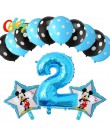 13 sztuk niebieski dla chłopca balony urodzinowe Mickey Mouse dekoracje świąteczne numer 1 2 3 rok baby shower hel Dot lateks ba