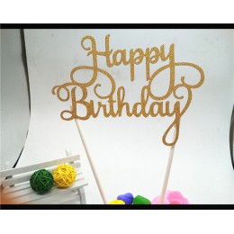 Brokatowy topper na tort urodzinowy akrylowy list złoty srebrny na wierzch tortu flaga dekoracja dla chłopca urodziny artykuły n