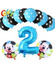 13 sztuk niebieski dla chłopca balony urodzinowe Mickey Mouse dekoracje świąteczne numer 1 2 3 rok baby shower hel Dot lateks ba