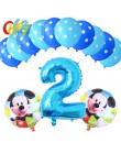 13 sztuk niebieski dla chłopca balony urodzinowe Mickey Mouse dekoracje świąteczne numer 1 2 3 rok baby shower hel Dot lateks ba