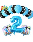 13 sztuk niebieski dla chłopca balony urodzinowe Mickey Mouse dekoracje świąteczne numer 1 2 3 rok baby shower hel Dot lateks ba