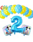 13 sztuk niebieski dla chłopca balony urodzinowe Mickey Mouse dekoracje świąteczne numer 1 2 3 rok baby shower hel Dot lateks ba