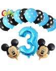 13 sztuk niebieski dla chłopca balony urodzinowe Mickey Mouse dekoracje świąteczne numer 1 2 3 rok baby shower hel Dot lateks ba