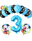 13 sztuk niebieski dla chłopca balony urodzinowe Mickey Mouse dekoracje świąteczne numer 1 2 3 rok baby shower hel Dot lateks ba