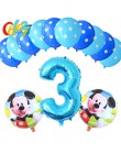 13 sztuk niebieski dla chłopca balony urodzinowe Mickey Mouse dekoracje świąteczne numer 1 2 3 rok baby shower hel Dot lateks ba