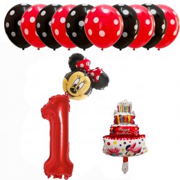 13 sztuk dekoracja urodzinowa lateksowy balon Mickey Minnie Mouse serce folia balon Baby Shower balon w kształcie cyfry dzieci p