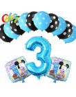 13 sztuk niebieski dla chłopca balony urodzinowe Mickey Mouse dekoracje świąteczne numer 1 2 3 rok baby shower hel Dot lateks ba