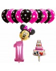 13 sztuk dekoracja urodzinowa lateksowy balon Mickey Minnie Mouse serce folia balon Baby Shower balon w kształcie cyfry dzieci p