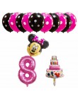 13 sztuk dekoracja urodzinowa lateksowy balon Mickey Minnie Mouse serce folia balon Baby Shower balon w kształcie cyfry dzieci p