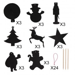 OurWarm 24 sztuk magia kolor Scratch ozdoby świąteczne uroczy papier wisiorki ozdoba na choinkę dla dzieci Party Supplies