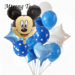 12 sztuk Mickey Minnie Mouse gwiazdkowe balony z helem dla dzieci dekoracja urodzinowa Baby Shower 1st urodziny lateksowe zabawk