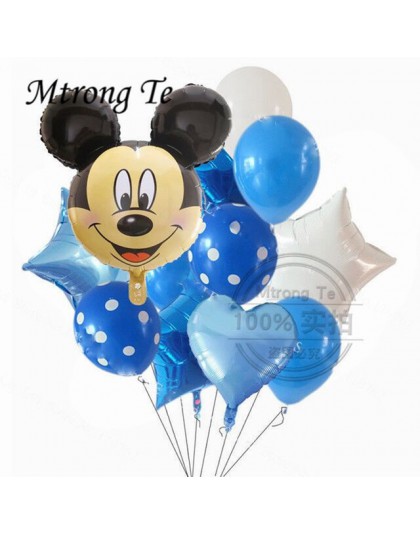 12 sztuk Mickey Minnie Mouse gwiazdkowe balony z helem dla dzieci dekoracja urodzinowa Baby Shower 1st urodziny lateksowe zabawk