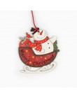 HUADODO 4 sztuk kreatywny święty mikołaj snowman drewniane zawieszki świąteczne Ornament na boże narodzenie ozdoby choinkowe dek