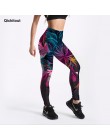 Qickitout nowe mody kobiet legginsy kwiatowy płatek kolor cyfrowy legginsy z nadrukiem Sexy spodnie do fitnessu treningu Casual 