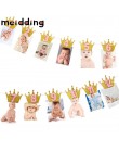 MEIDDING urodziny dziecka banery 12 miesięcy zdjęcie trznadel Baby Shower papierowa girlanda chłopiec dziewczyna 1st materiały d