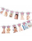 MEIDDING urodziny dziecka banery 12 miesięcy zdjęcie trznadel Baby Shower papierowa girlanda chłopiec dziewczyna 1st materiały d