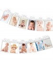 MEIDDING urodziny dziecka banery 12 miesięcy zdjęcie trznadel Baby Shower papierowa girlanda chłopiec dziewczyna 1st materiały d