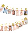 MEIDDING urodziny dziecka banery 12 miesięcy zdjęcie trznadel Baby Shower papierowa girlanda chłopiec dziewczyna 1st materiały d