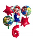 6 sztuk Super Mario balony 32 cali balony cyfry chłopiec dziewczyna urodziny Mario Luigi Bros Mylar niebieski czerwony zestaw ba