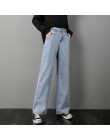 Zsrs 2019 jesień nowe wysokiej talii proste dżinsy kobiet jesień niebieski dorywczo luźne dżinsy z szeroką nogawką spodnie w pas