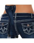 Nowy mody 2019 Plus Size dżinsy kobieta szczupły kieszenie jeansowe damskie na co dzień ołówek wysokiej talii niebieskie dżinsy 