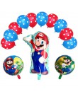 6 sztuk Super Mario balony 32 cali balony cyfry chłopiec dziewczyna urodziny Mario Luigi Bros Mylar niebieski czerwony zestaw ba