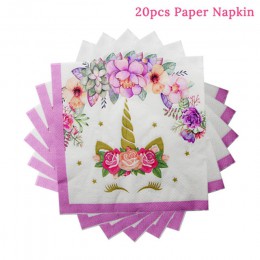 Dziewczyna Birthday Party różowy papier, jednorożce serwetki serwetki jednorazowe zastawy stołowe zestawy Baby Shower 1st pierws