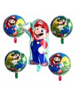 6 sztuk Super Mario balony 32 cali balony cyfry chłopiec dziewczyna urodziny Mario Luigi Bros Mylar niebieski czerwony zestaw ba