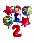 6 sztuk Super Mario balony 32 cali balony cyfry chłopiec dziewczyna urodziny Mario Luigi Bros Mylar niebieski czerwony zestaw ba