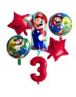 6 sztuk Super Mario balony 32 cali balony cyfry chłopiec dziewczyna urodziny Mario Luigi Bros Mylar niebieski czerwony zestaw ba