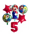 6 sztuk Super Mario balony 32 cali balony cyfry chłopiec dziewczyna urodziny Mario Luigi Bros Mylar niebieski czerwony zestaw ba